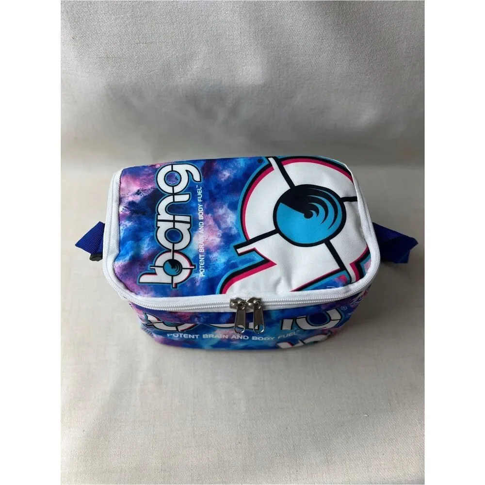 Bang Energy Galaxy Print Insulated Lunch Bag Cooler Blue Pink